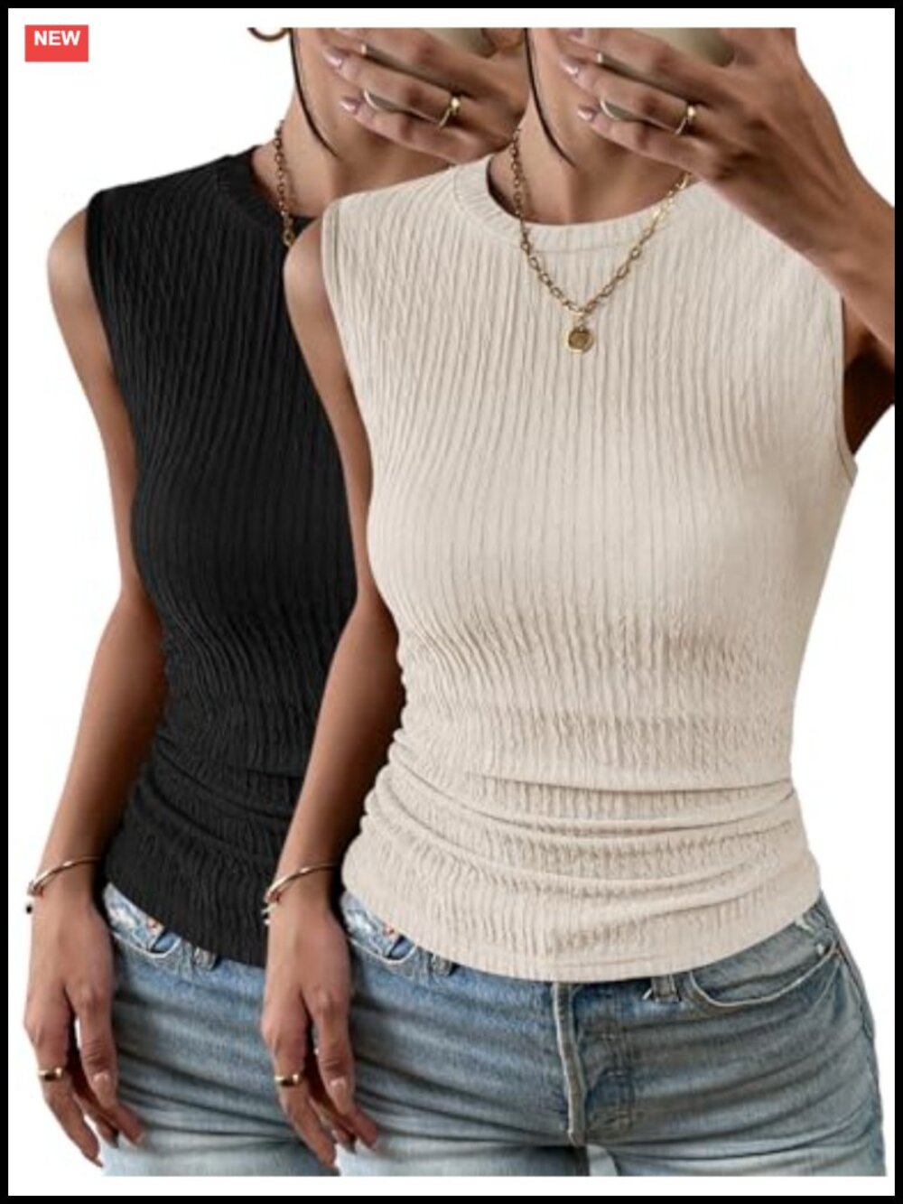 High Neck Sleeveless Ribbed Knit Tank Top Slim Fit Women's Basic Cami